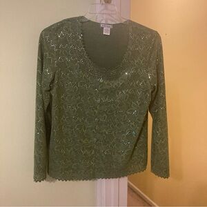 Women’s Large Belle Amie Green Long Sleeve Blouse